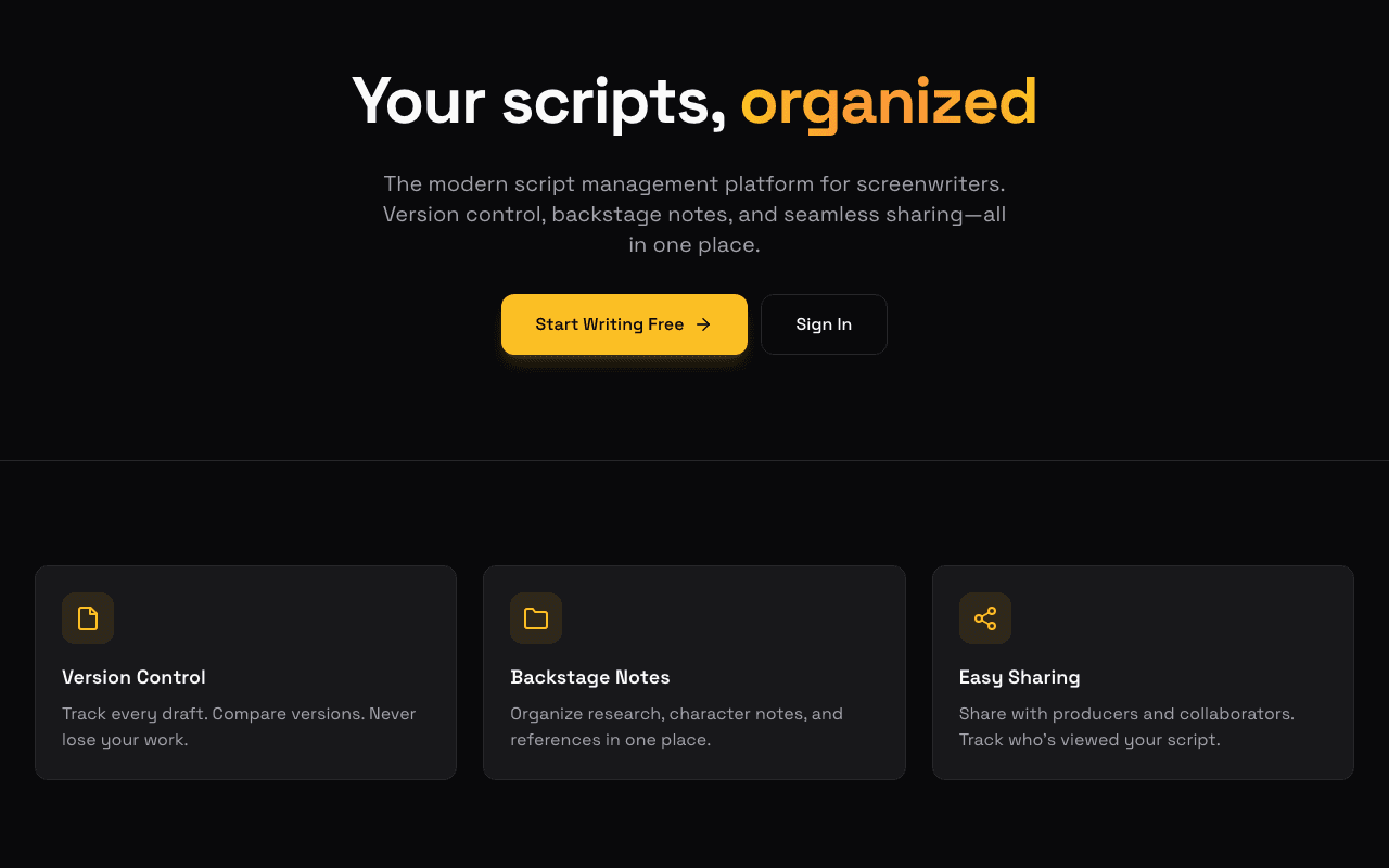 ScriptLibrary landing page